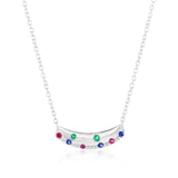 Sterling Silver Lab-Grown Gem and Natural Diamond Bar Necklace