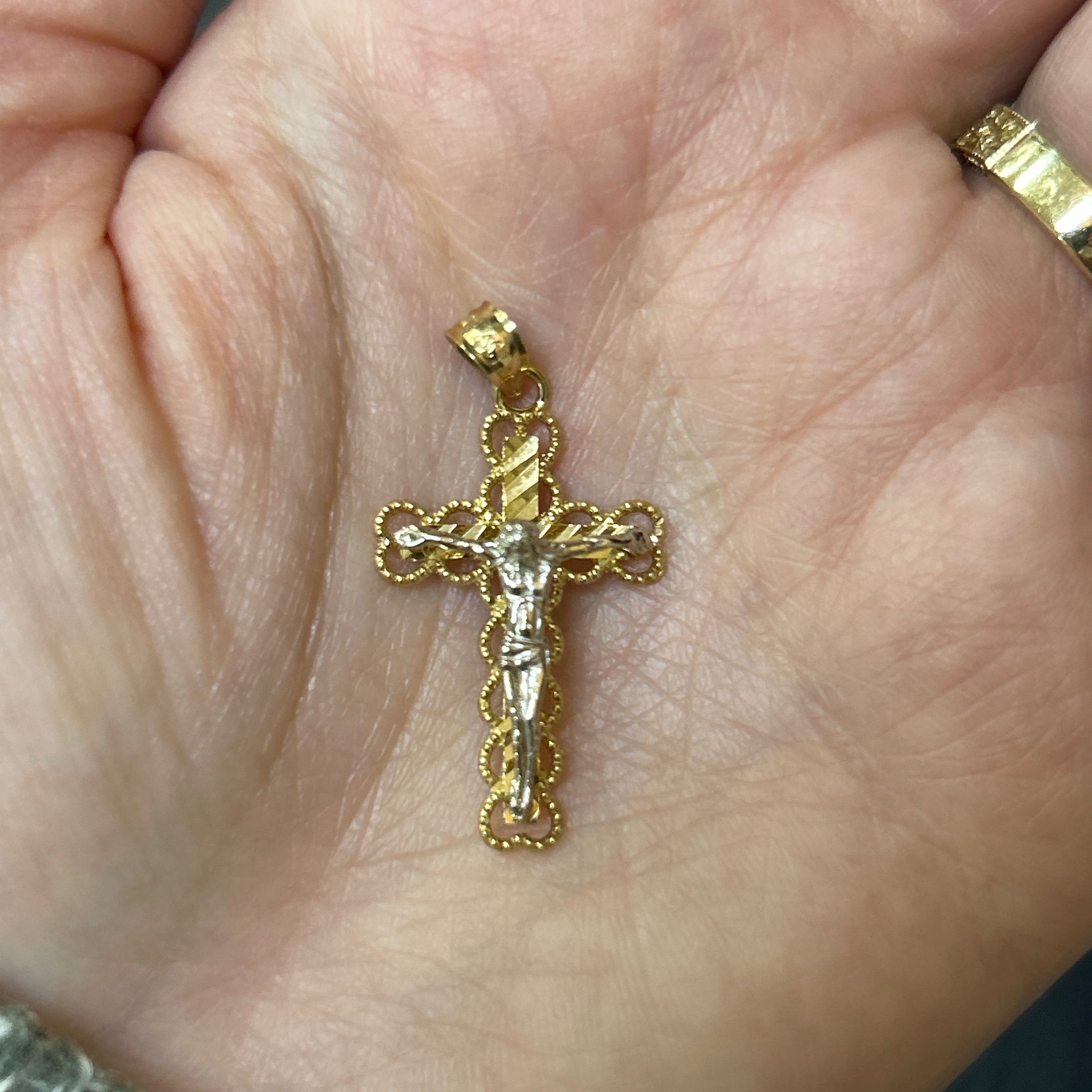 "Daniel" 14K Two-Tone Crucifix Pendant Estate