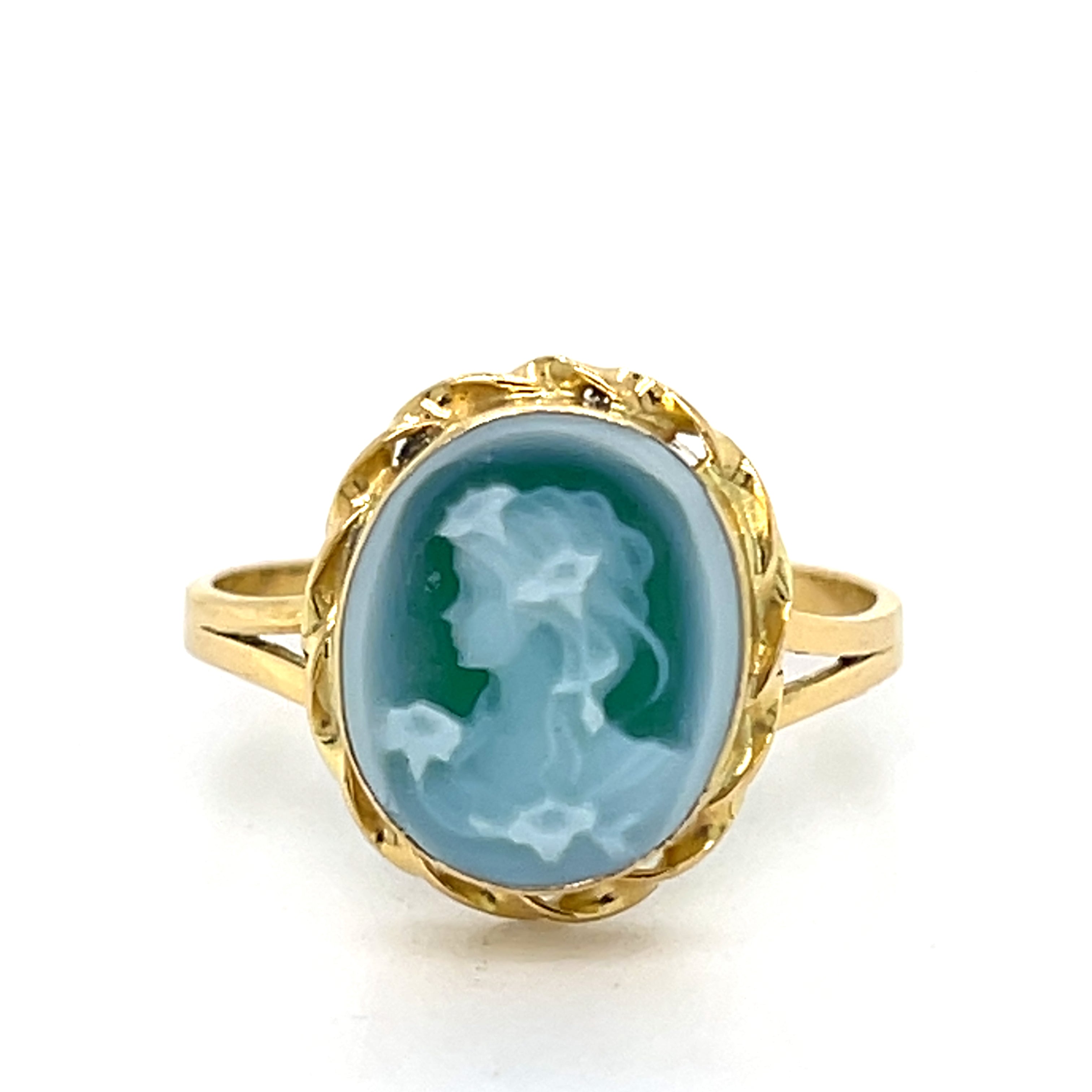 "Darcy" 18K Yellow Gold 10x12mm Cameo Ring Estate
