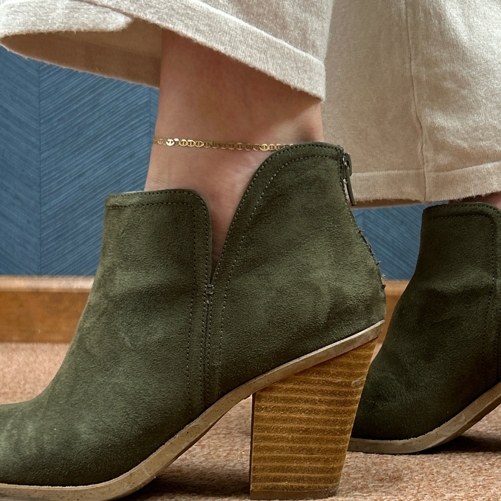 "David" 10K Yellow Gold Anchor Anklet 3.3mm 8"