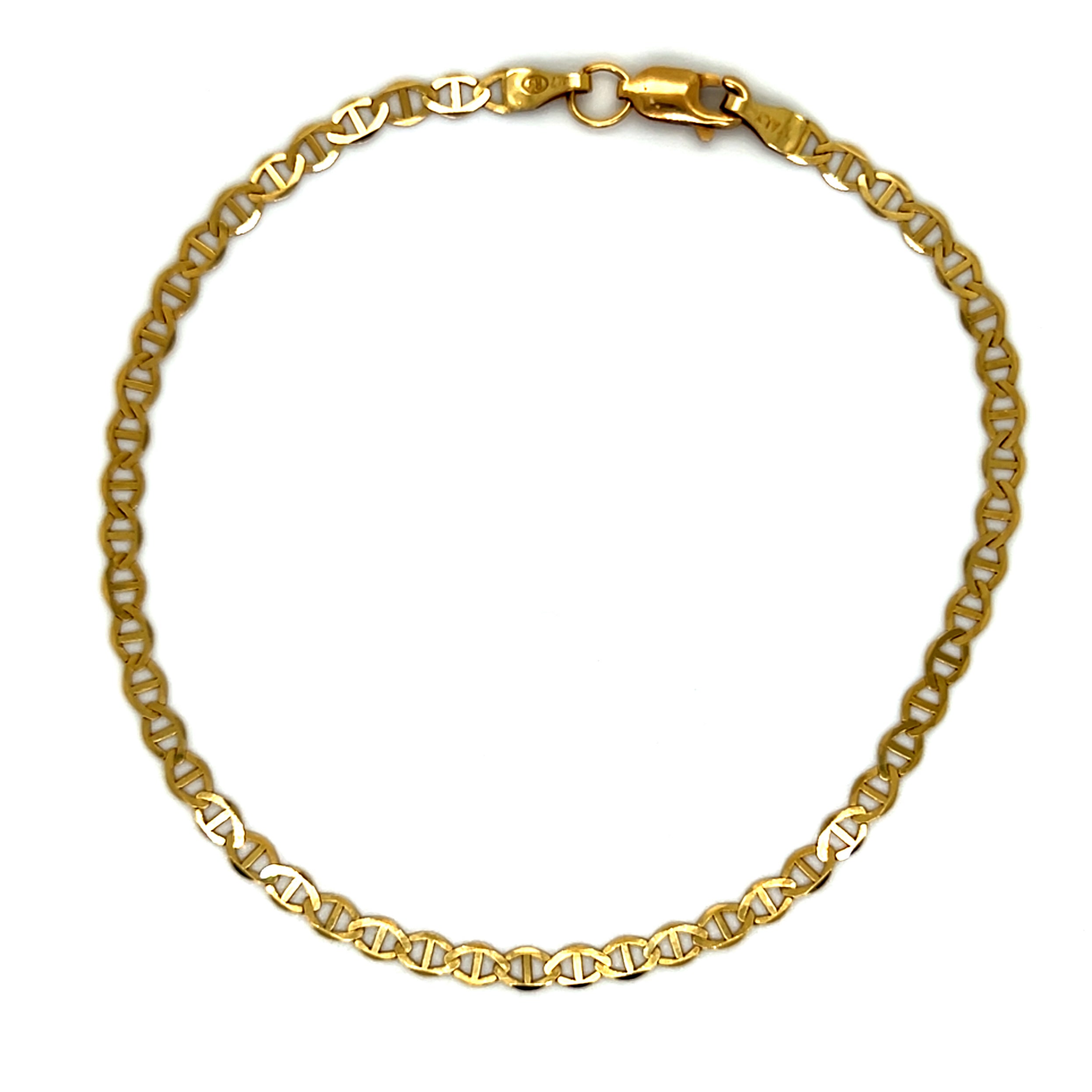"David" 10K Yellow Gold Anchor Anklet 3.3mm 8"