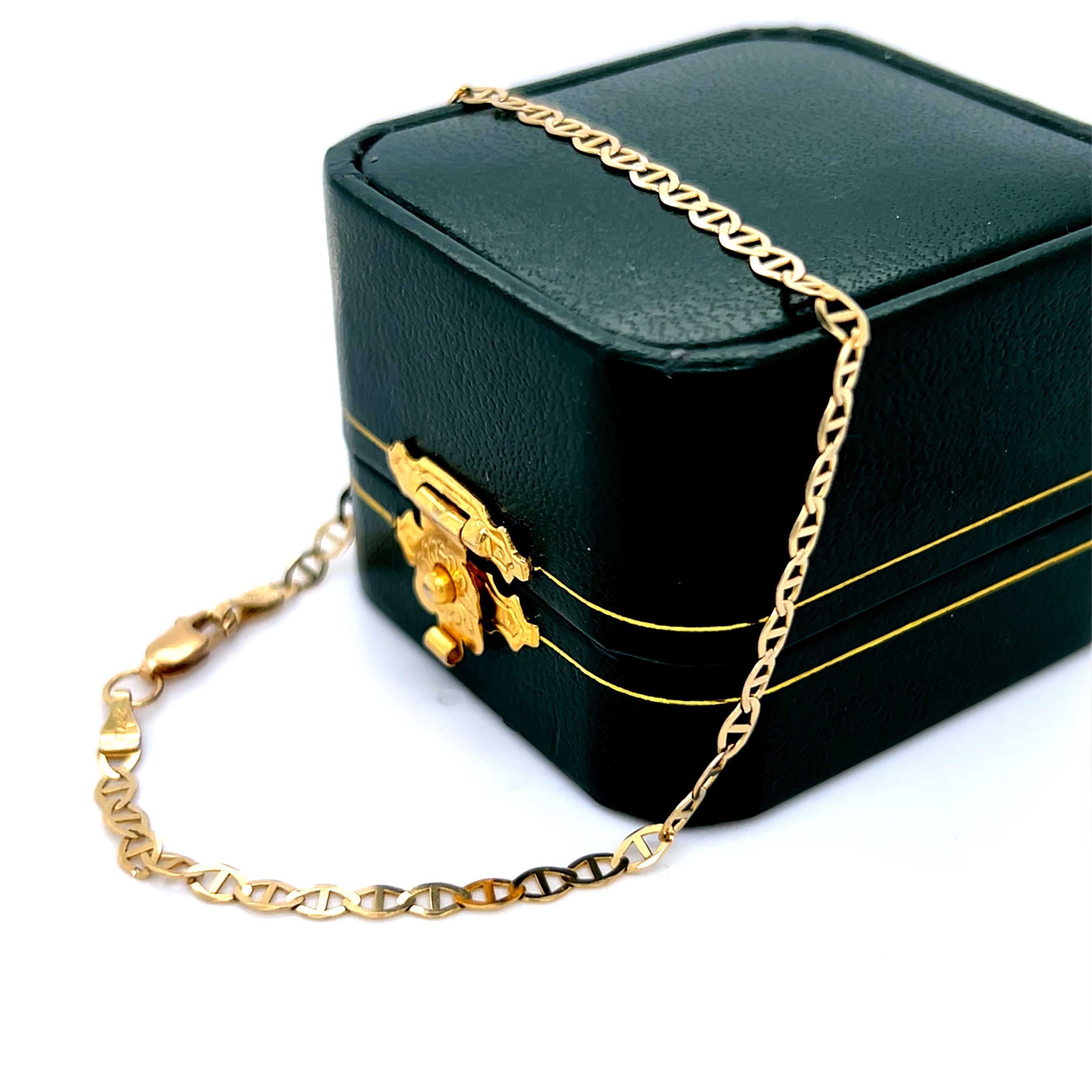 "David" 10K Yellow Gold Anchor Anklet 3.3mm 8"