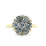 "Dawn" 14K Yellow Gold 1.05 Carat Total Weight 7-Diamond Cluster Ring Estate