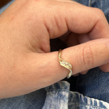 "Dayna" 14K Yellow Gold 0.10CTW 3-Diamond Curved Wedding Band Estate