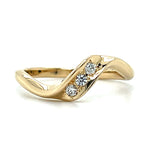 "Dayna" 14K Yellow Gold 0.10CTW 3-Diamond Curved Wedding Band Estate