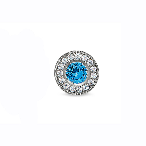 Kelly Waters Sterling Silver Pendant Charm featuring a Simulated December Birthstone