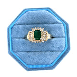 "Denver" 14K Yellow Gold 1 Carat Emerald & Diamond Ring Estate