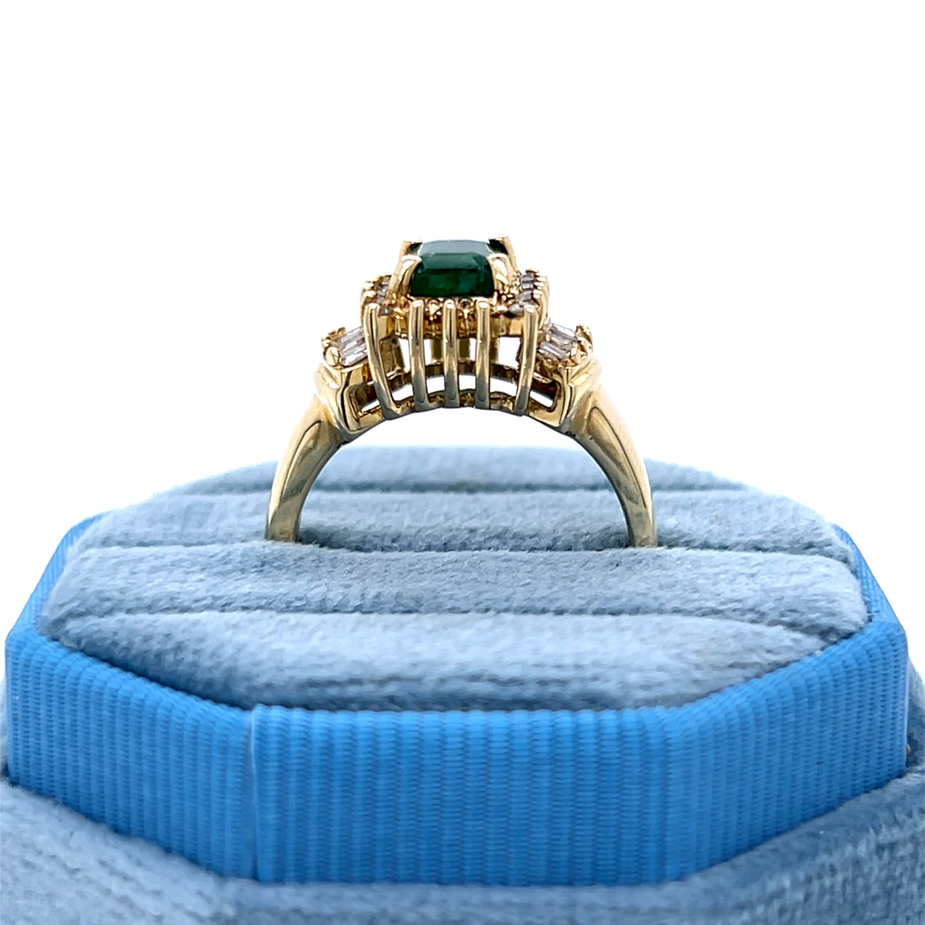 "Denver" 14K Yellow Gold 1 Carat Emerald & Diamond Ring Estate