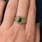 "Denver" 14K Yellow Gold 1 Carat Emerald & Diamond Ring Estate