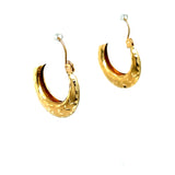 "Desiree" 14K Yellow Gold 1.7g Leaf-Motif Hoop Earrings – Estate