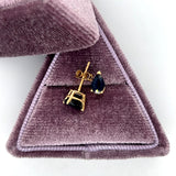 "Dion" 14K Yellow gold 6x4mm Pear Shaped Sapphire Earrings Estate 1.20 Carat Total