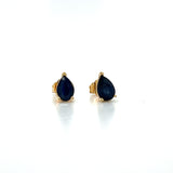 "Dion" 14K Yellow gold 6x4mm Pear Shaped Sapphire Earrings Estate 1.20 Carat Total