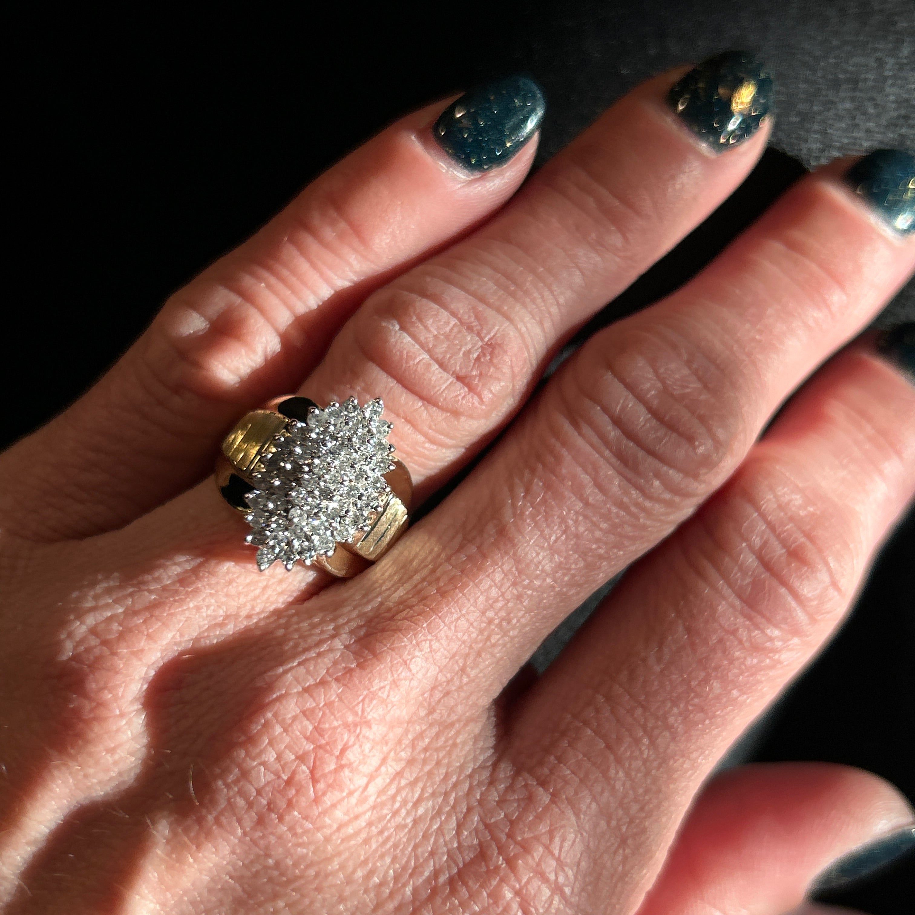 "Dorinda" 10K Yellow Gold ~1.00ct Diamond Cluster Ring (Estate)