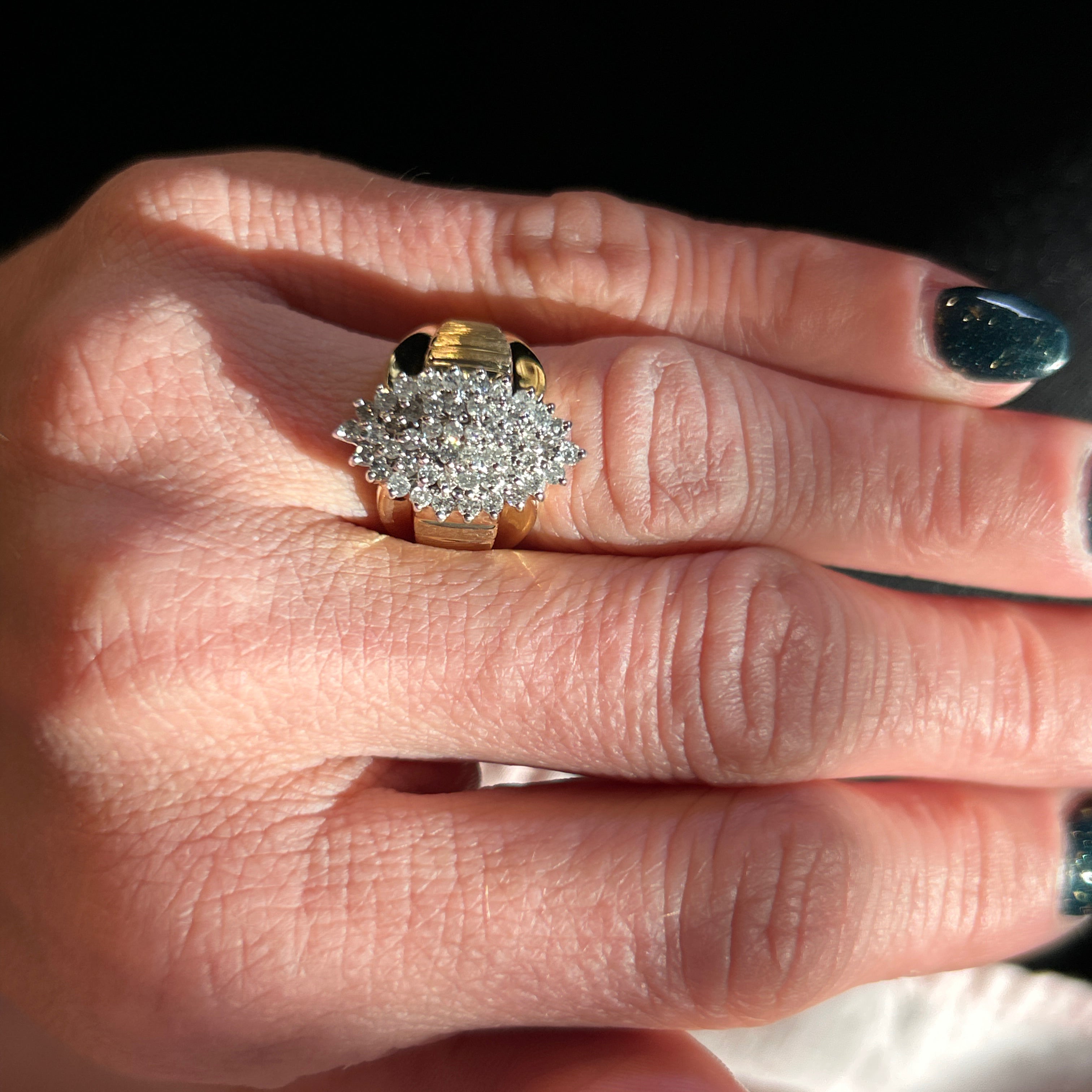 "Dorinda" 10K Yellow Gold ~1.00ct Diamond Cluster Ring (Estate)