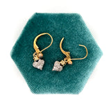 "Dove" 14K Yellow Gold Diamond Puff Heart Earrings Estate