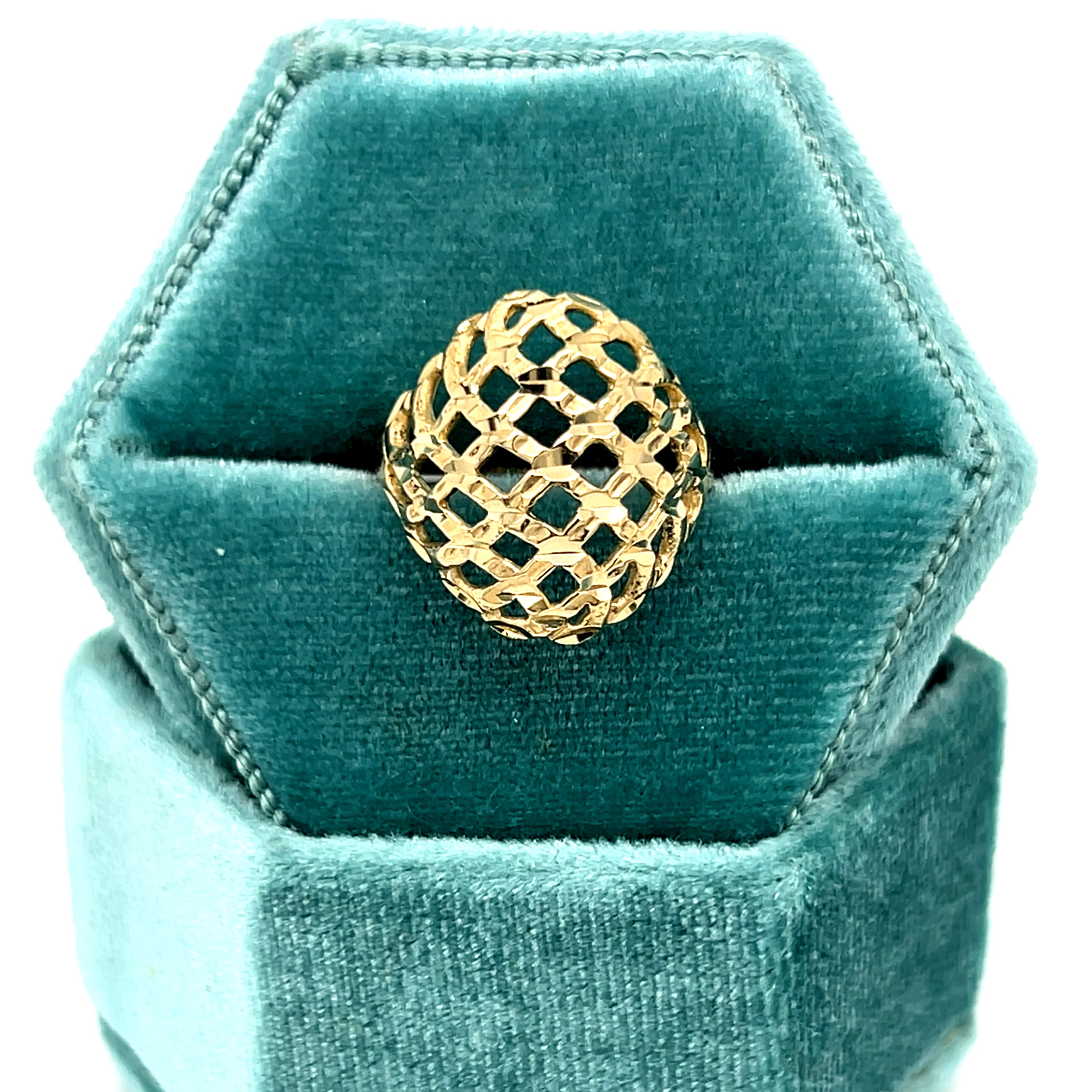 "Eldredge" 14K Yellow Gold Diamond-Cut Dome Ring Vintage Estate