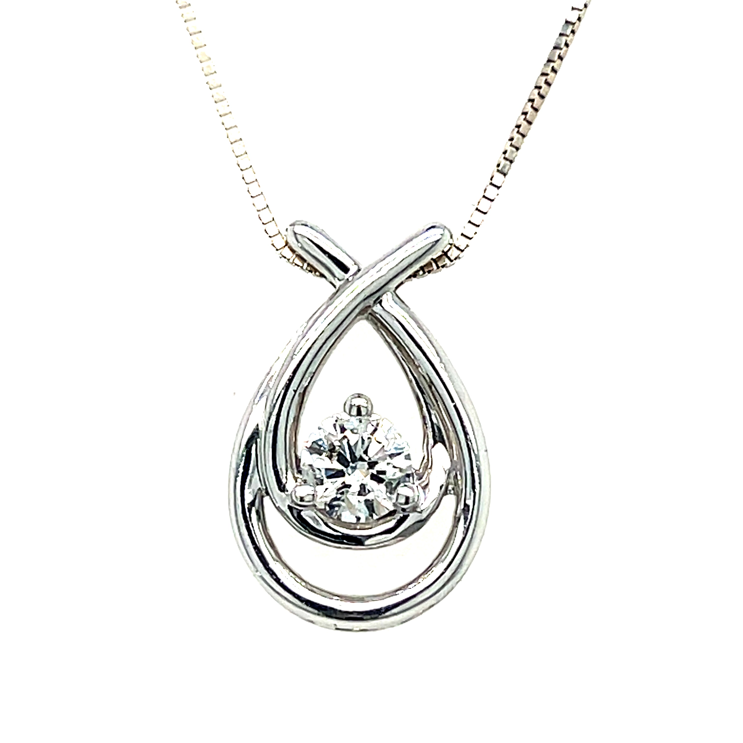 "Embrace" 14K White Gold 0.50CT Love Teardrop Pendant Estate