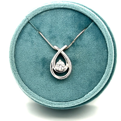 "Embrace" 14K White Gold 0.50CT Love Teardrop Pendant Estate