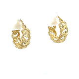 "Margot" 14K Yellow Gold 3.7g 20 X 7mm Textured Hoop Earrings IW524PP Estate