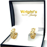 "Margot" 14K Yellow Gold 3.7g 20 X 7mm Textured Hoop Earrings IW524PP Estate