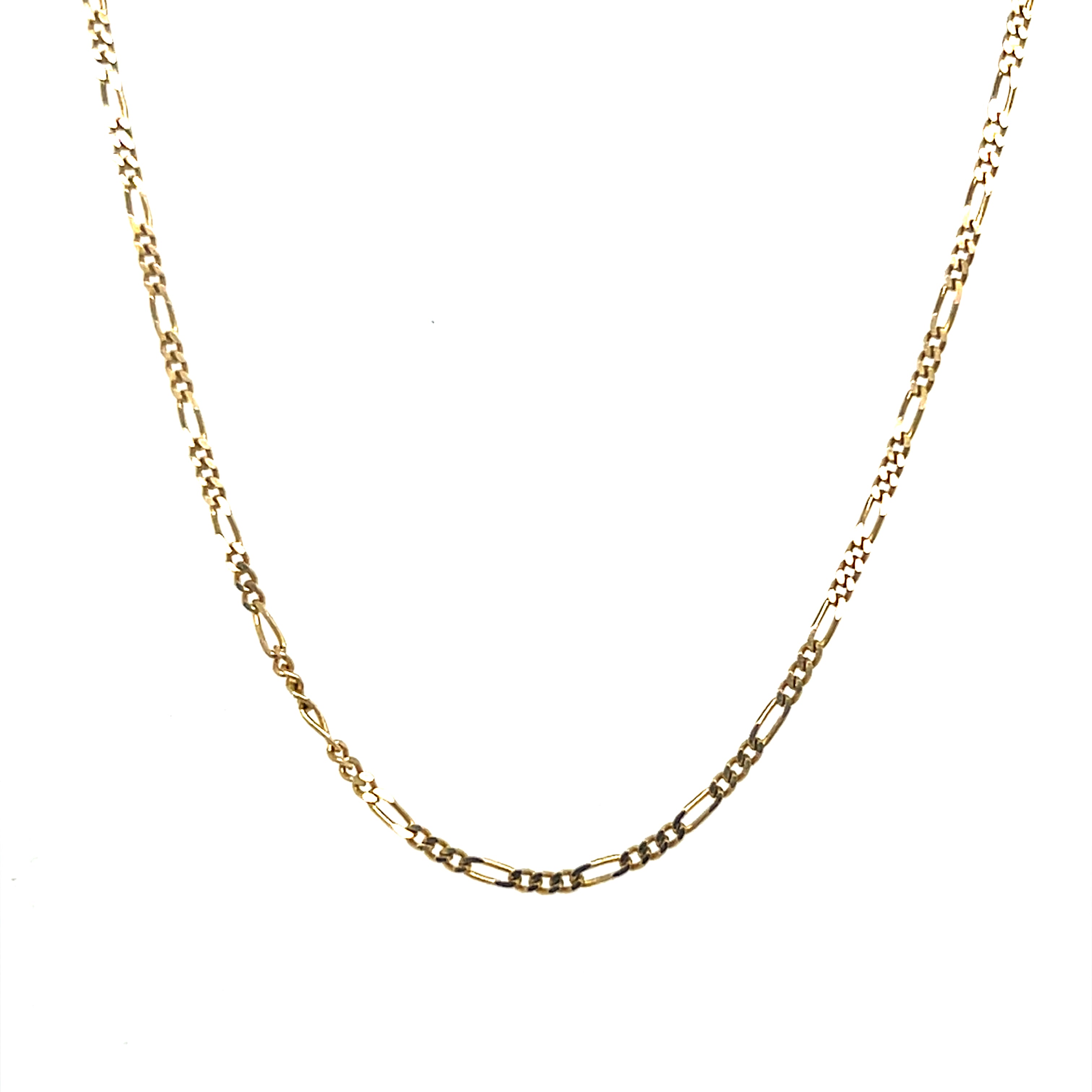 "Cassian" 14K Yellow Gold 1.8g 1.2mm Figaro Chain Estate 18" FGPP623