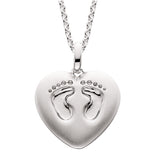 Sterling Silver Mommy Chic Footprint Heart Pendant with Adjustable 18-20" Chain
