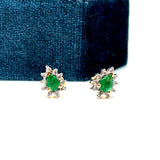 "Fern" 14K Two-tone Emerald and Diamond Stud Earrings
