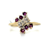 "Flo" 14K Yellow Gold 0.3CTW Ruby and 0.02CTW Diamond Fashion Ring Estate
