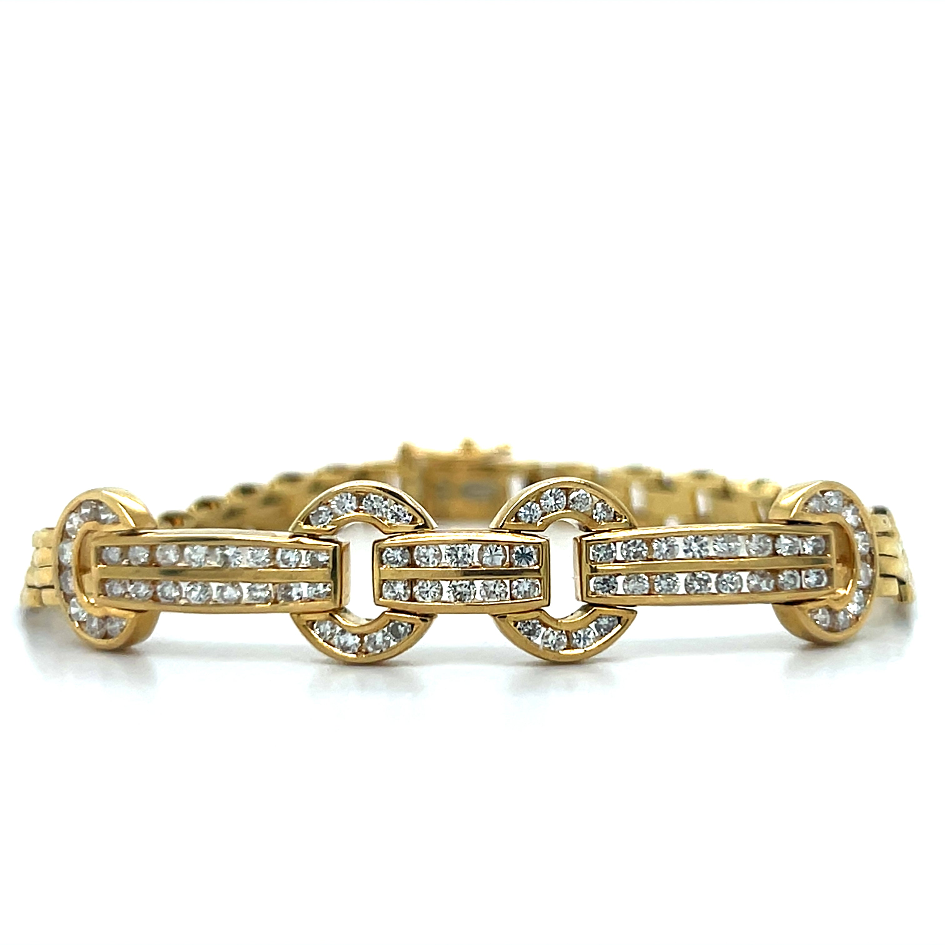 "Flora" 18K Yellow Gold 14.3g 1.2 Carat Total Weight Diamond Bracelet 7" Estate