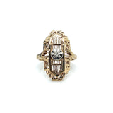 "Flynn" 10K Yellow Gold Diamond Art Deco Ring Vintage Estate