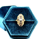 "Flynn" 10K Yellow Gold Diamond Art Deco Ring Vintage Estate