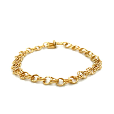 "Forever" 14K Yellow Gold 7g 6.2mm Twist Charm Bracelet
