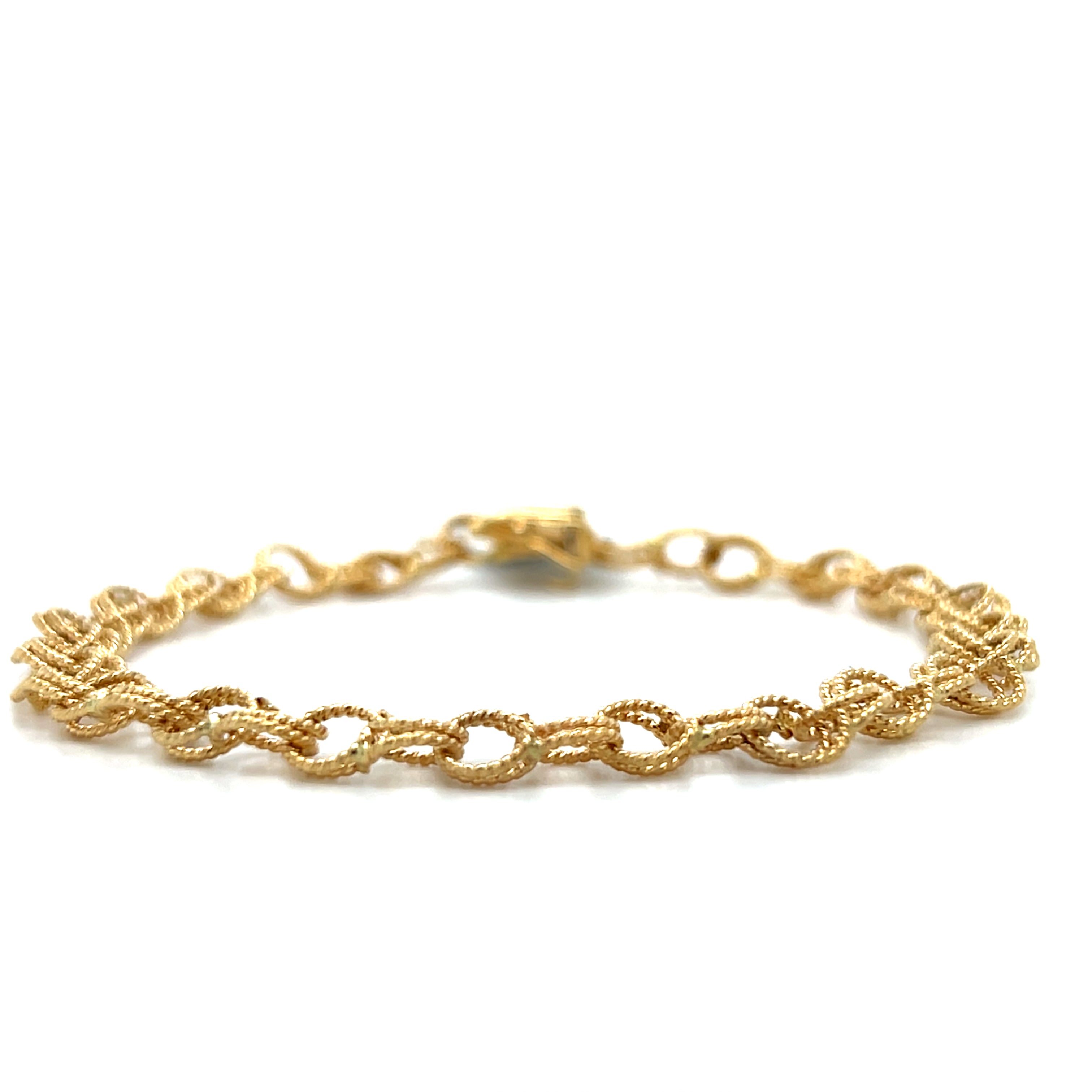 "Forever" 14K Yellow Gold 7g 6.2mm Twist Charm Bracelet