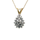 "Gisele" 14K Yellow Gold .60ct Total Carat Weight Diamond Pear Shaped Cluster Pendant Estate