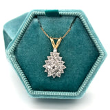 "Gisele" 14K Yellow Gold .60ct Total Carat Weight Diamond Pear Shaped Cluster Pendant Estate