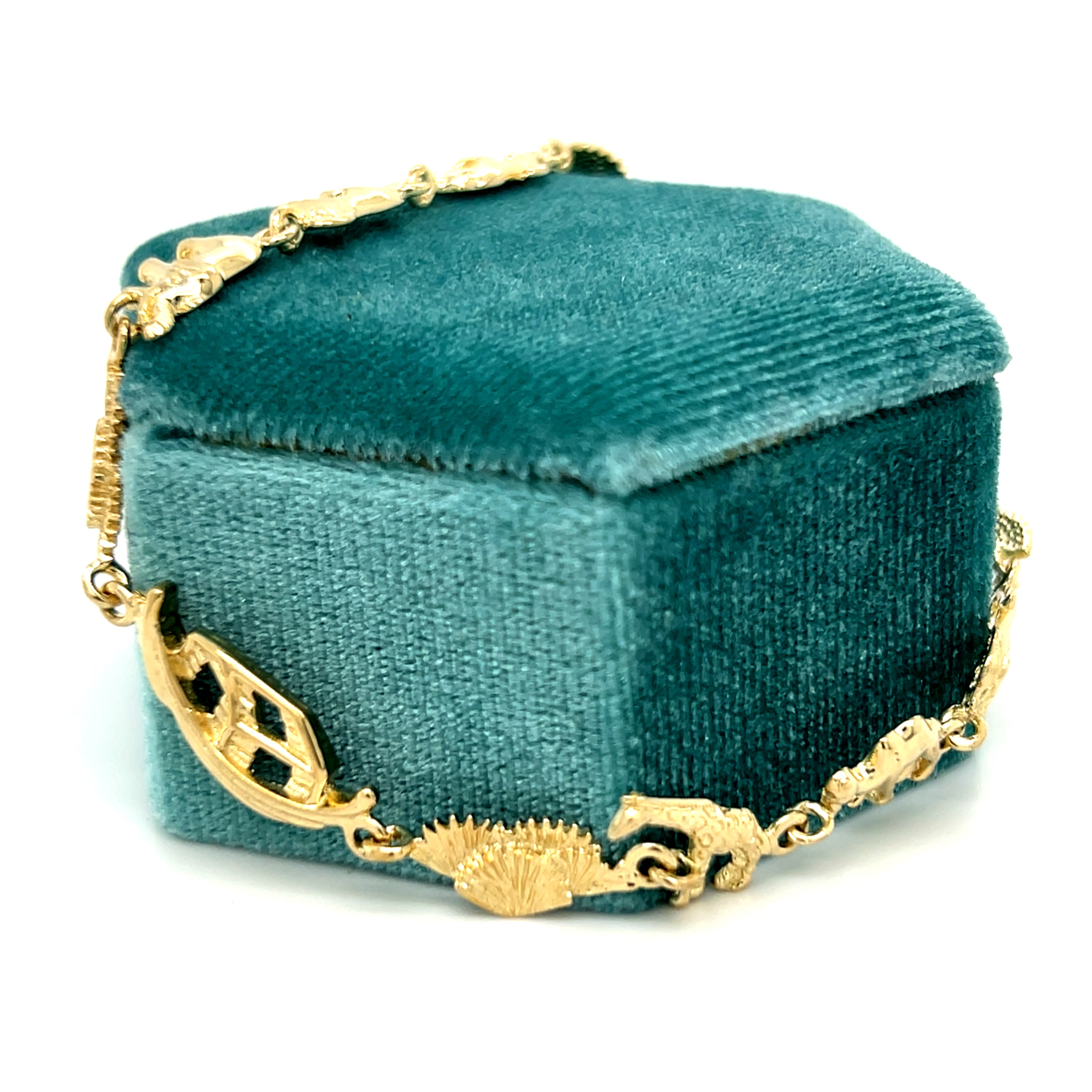 "Genesis" 10K Yellow Gold Noah's Ark Bracelet 7" Estate