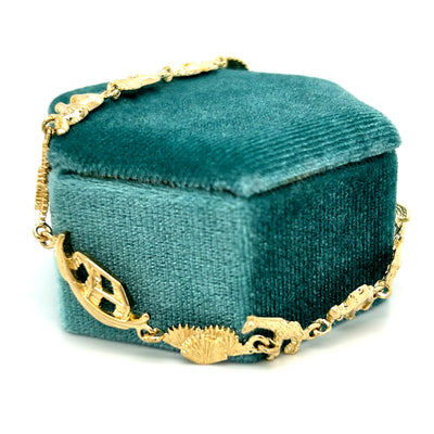 "Genesis" 10K Yellow Gold Noah's Ark Bracelet 7" Estate