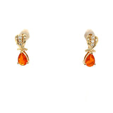 "Glow" 14K Yellow Gold Mexican Fire Opal and Diamond Studs Estate
