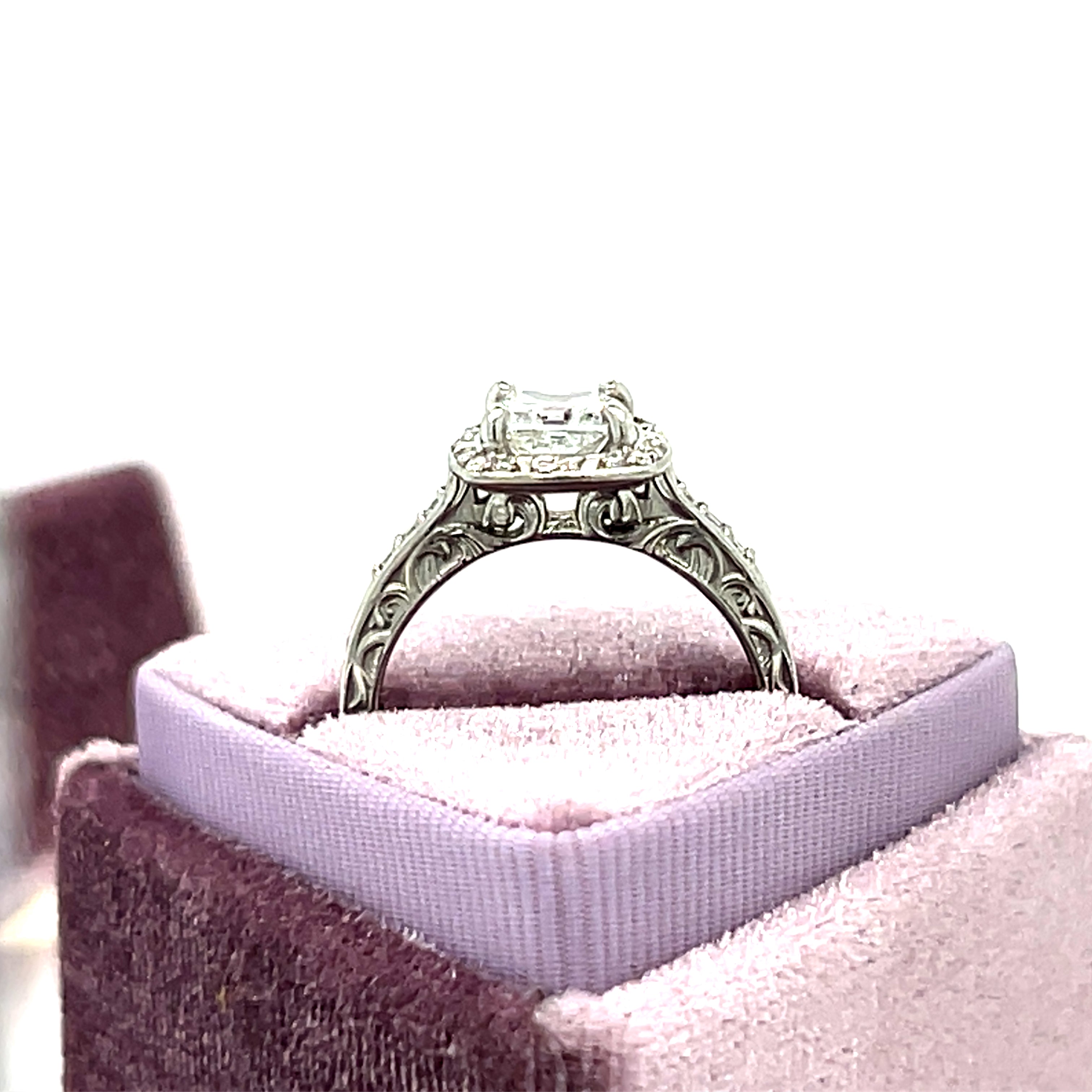 "Igraine" Platinum 1.00CT Princess Cut F Color, SI3 Diamond Engagement Ring Estate