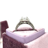 "Igraine" Platinum 1.00CT Princess Cut F Color, SI3 Diamond Engagement Ring Estate