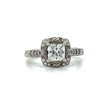 "Igraine" Platinum 1.00CT Princess Cut F Color, SI3 Diamond Engagement Ring Estate