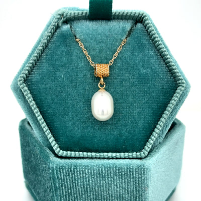 "Aquata" 14K Yellow Gold Baroque Pearl Estate Pendant