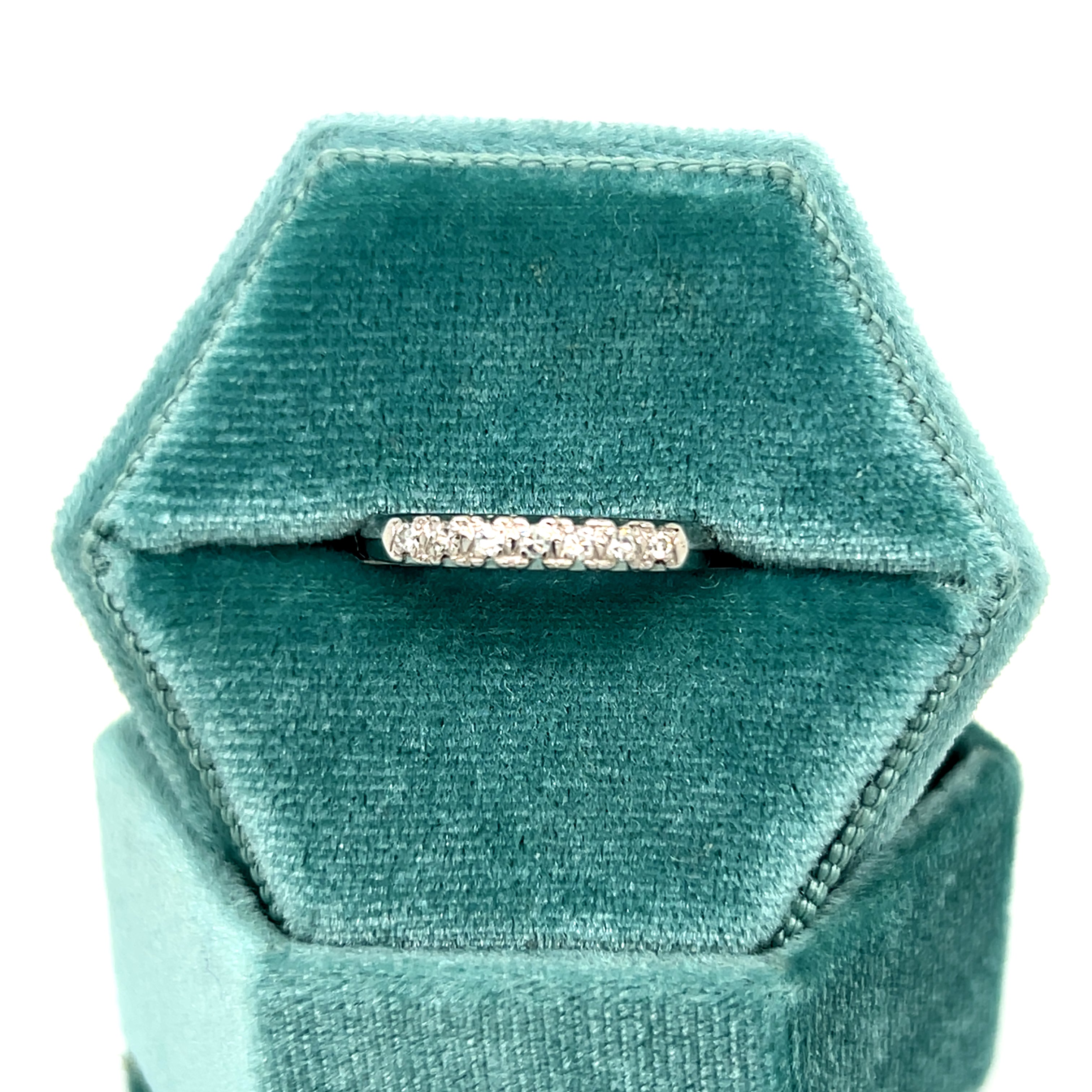 "Janet" 14K White Gold 7 Diamond Wedding Band 0.10 Carat Estate