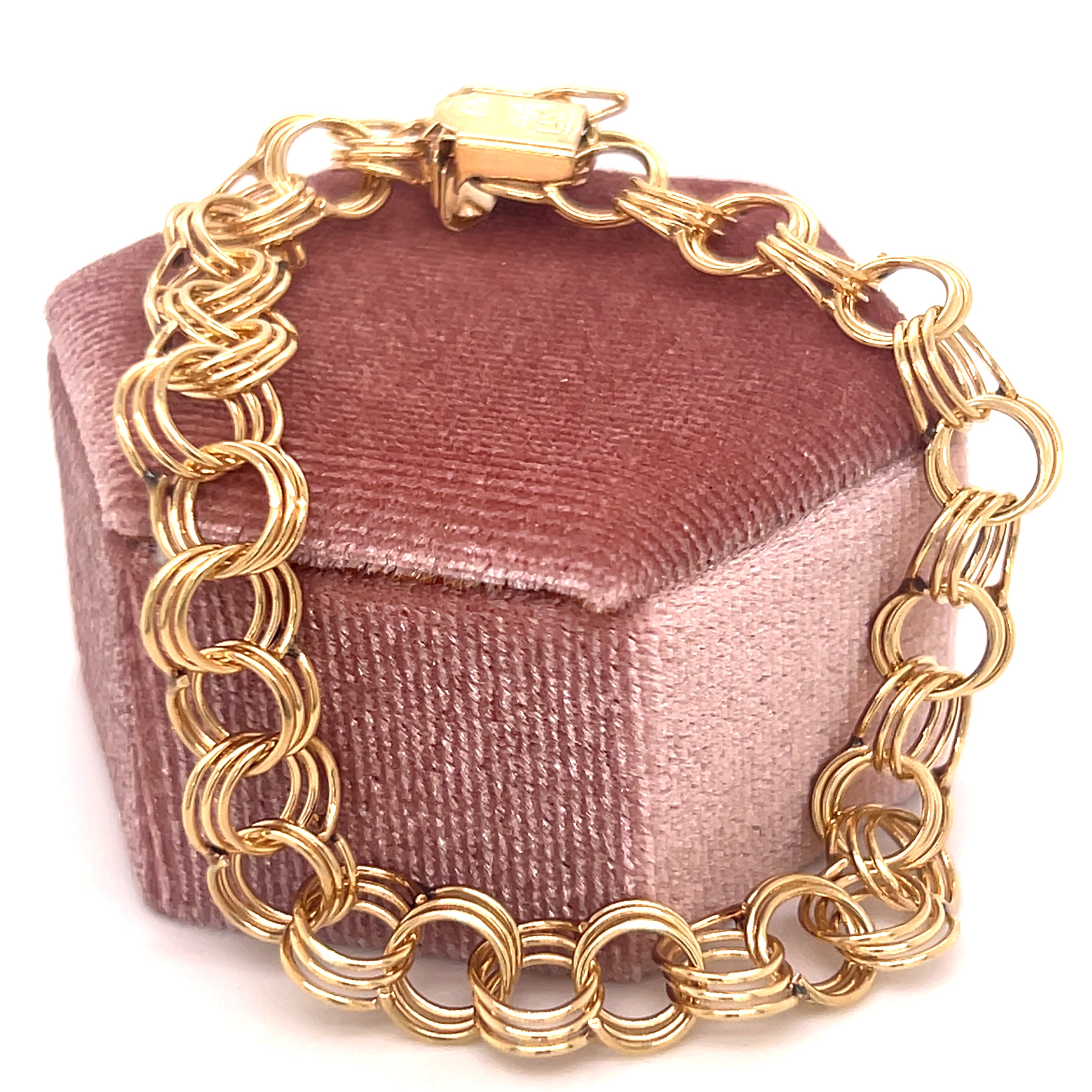 "Janey" 14KY 11.3g 7" Charm Bracelet with Serpentine Safety Chain Estate 525YWOPPQ