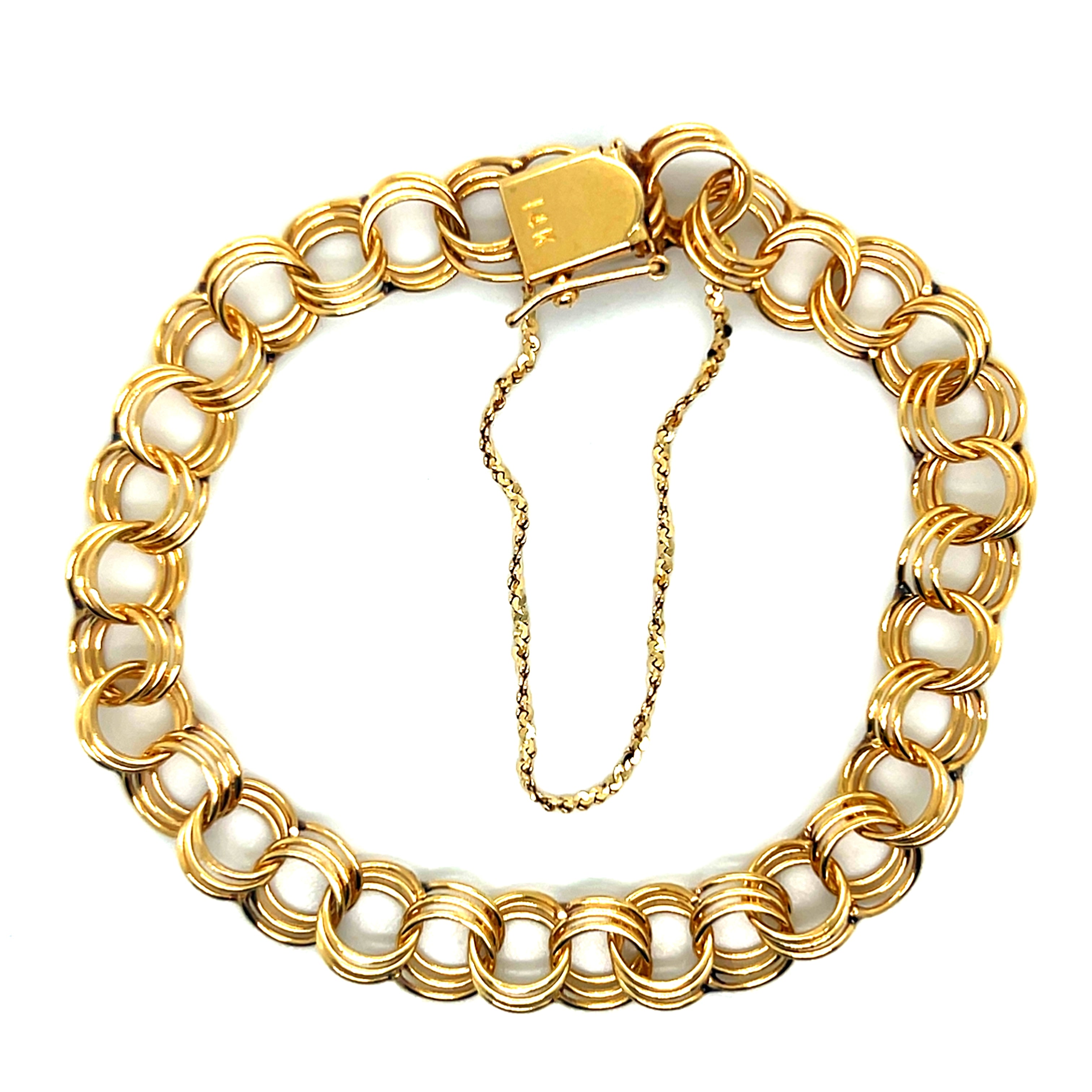 "Janey" 14KY 11.3g 7" Charm Bracelet with Serpentine Safety Chain Estate 525YWOPPQ