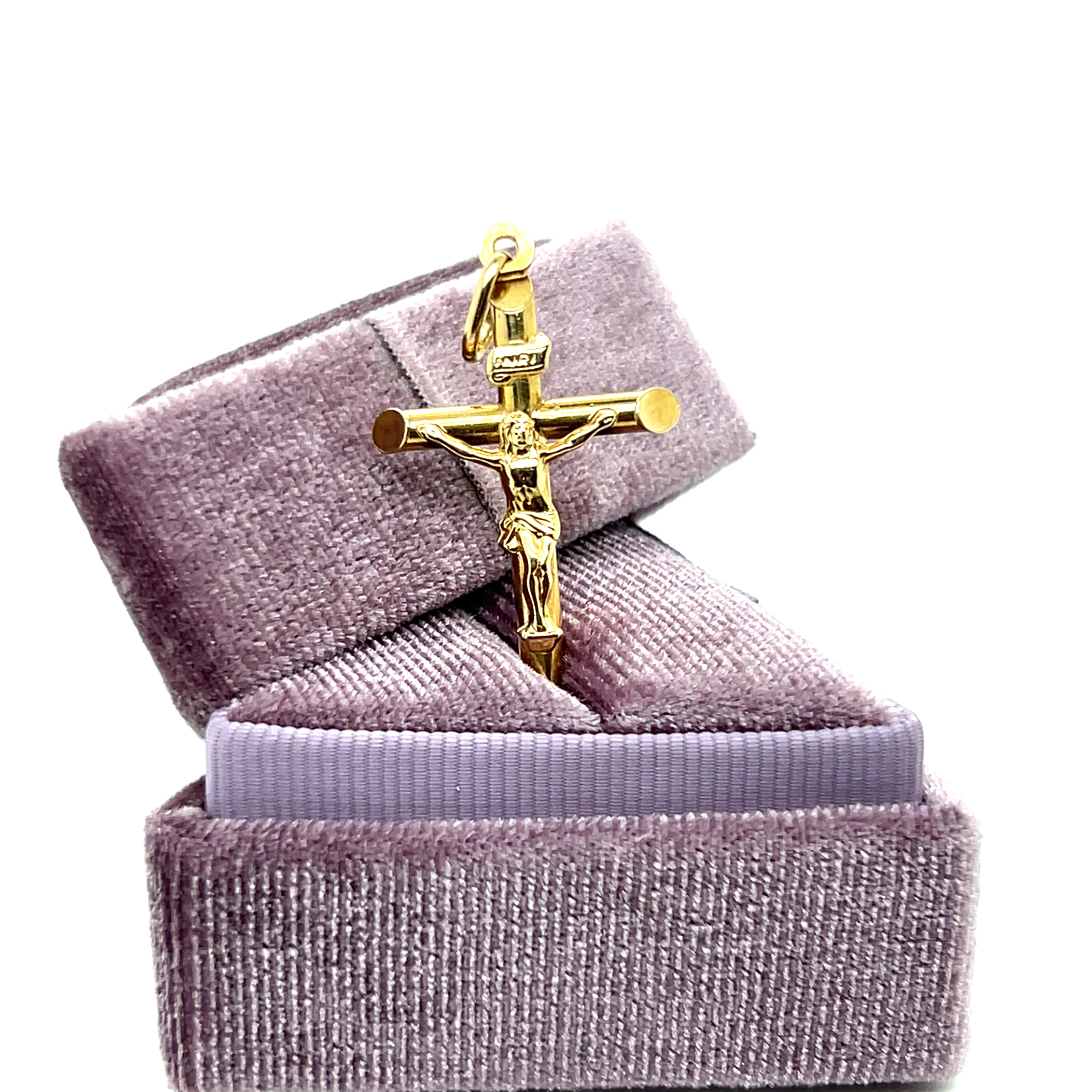 "Jude" 14K Yellow Gold Hollow Crucifix Cross Pendant