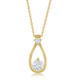 Sterling Silver ~17x8mm Open Pear-Shaped Round Cubic Zirconia Pendant