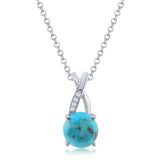 Sterling Silver Round Turquoise and White Topaz Pendant