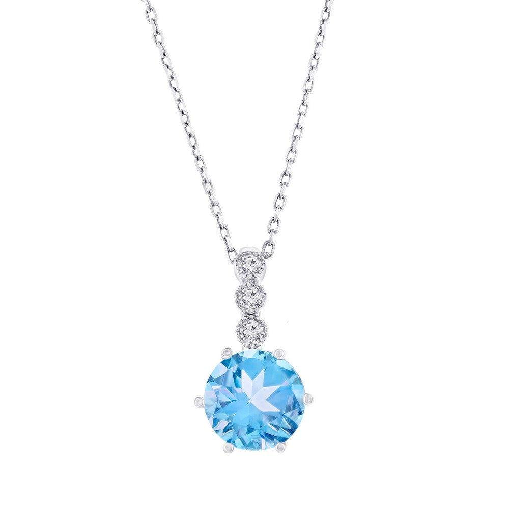 Sterling Silver Sky Blue and White Topaz Necklace