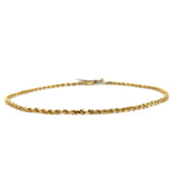 "Kellan" 14K Yellow Gold Rope Bracelet 7" 1.5mm 1.6g Estate